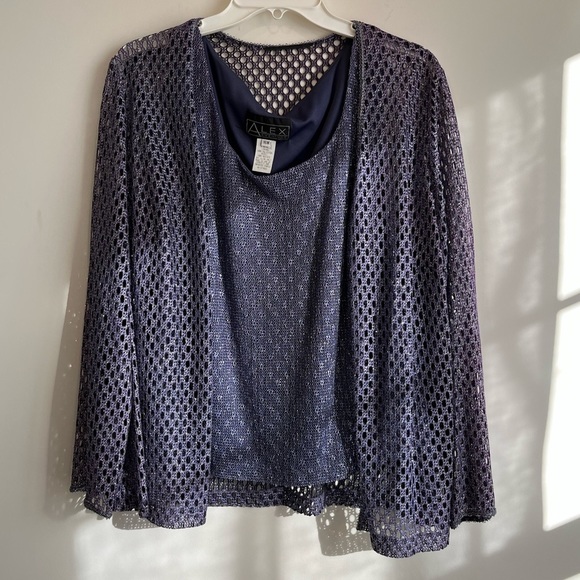 Alex Evenings Purple Formal Skirt, Tank, and Jacket Set - Picture 3 of 7